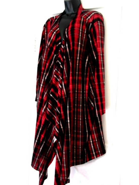 Avenue Dresses & Skirts - Avenue Women’s Kimono Duster Top 4X Boho/Plaid Fushia/Black